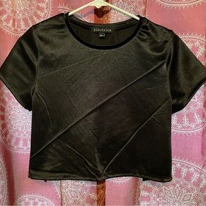 Cropped black shirt with keyhole back